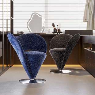 轻奢高级化妆凳单椅意式单人沙发椅设计师款化妆椅简约休闲椅锥形