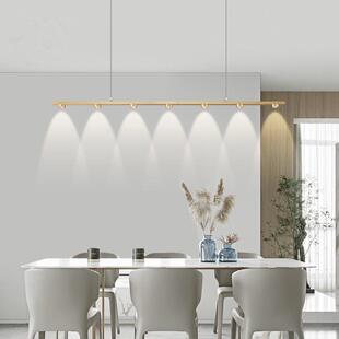 现代简约全铜意式护眼餐厅吊灯创意带射灯长条一字吧台工作室吊灯