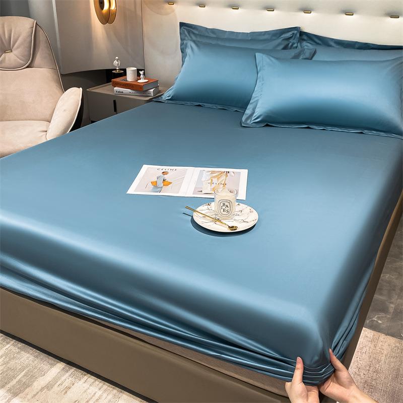 100长绒棉单件床笠枕套全棉床罩床垫套纯色席梦思保护罩缎纹工艺