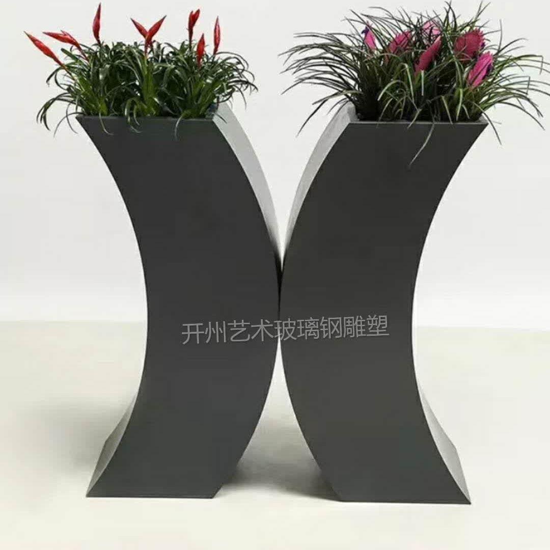 玻璃钢花盆组合户外雕塑商场步行街大型花钵创意异形落地半圆花器