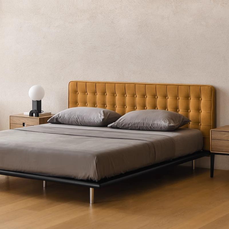 中古风实木床经典拉扣床纯实木风中古卧室床双人婚床实木边