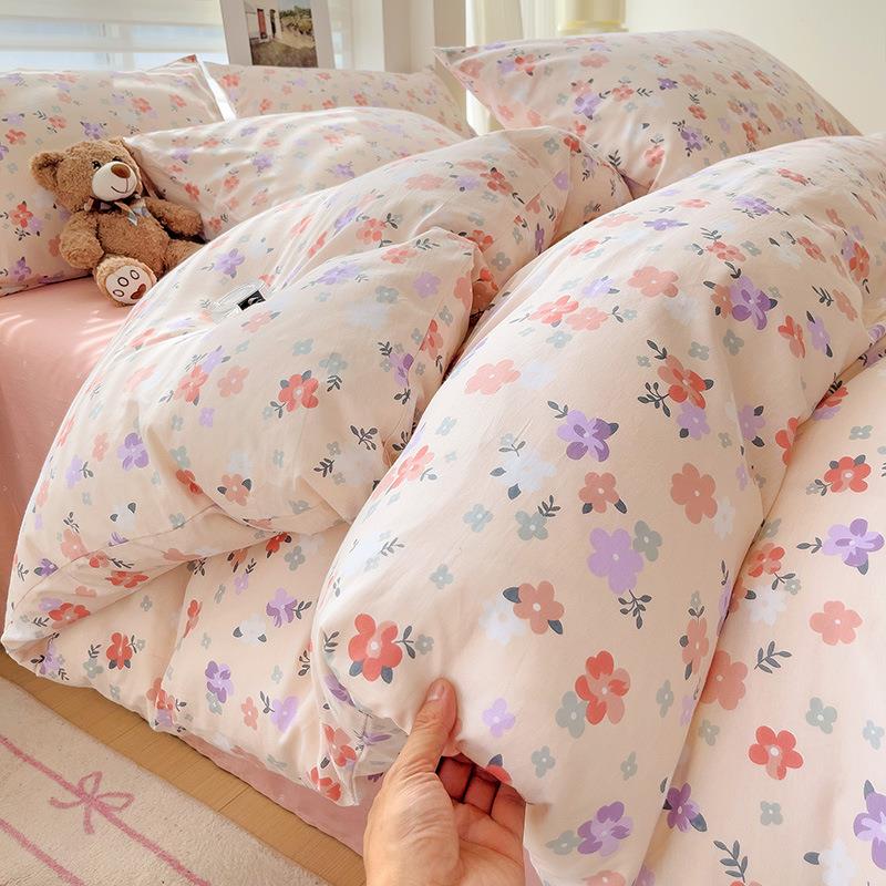 法式全棉小清新四件套学生宿舍三件套床单被套四季款床上用品直播