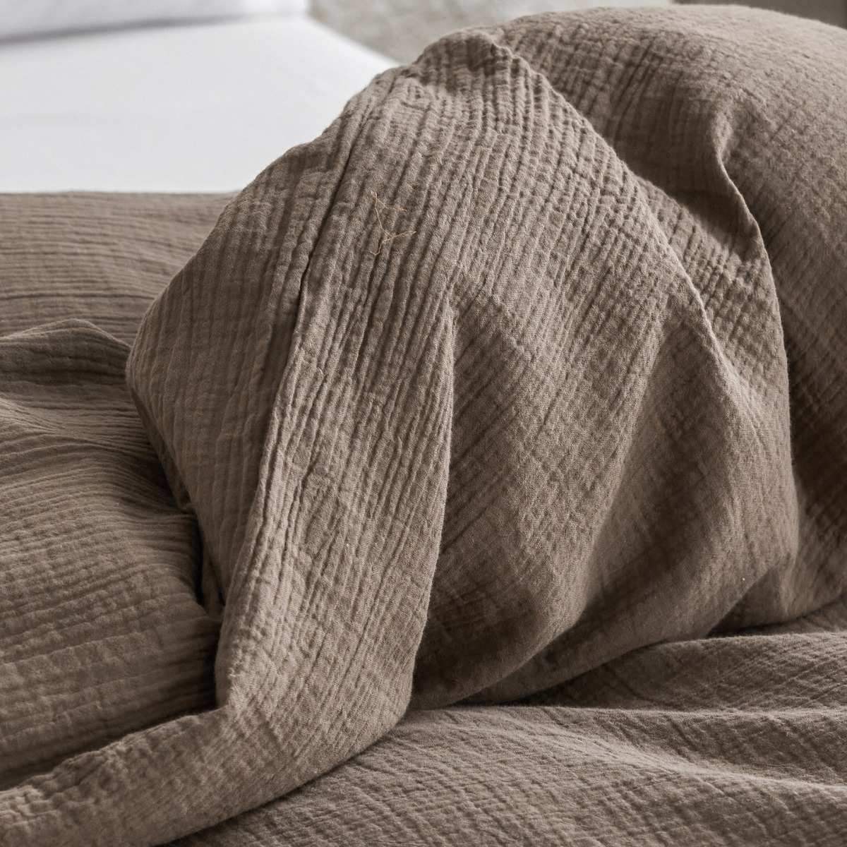 美拉德色系丨双层纱全棉纱布枕套 一对装48x74cm皱皱纱全棉枕套