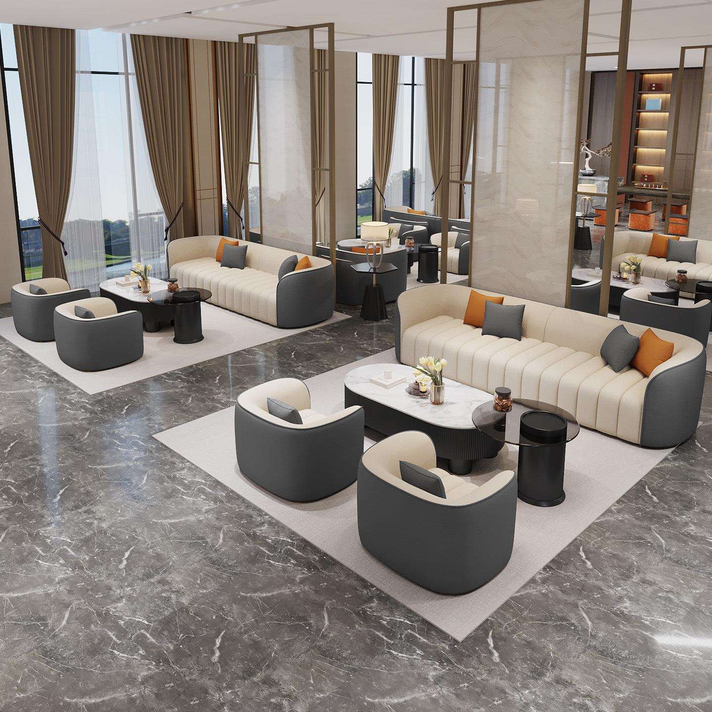 酒店大堂沙发客厅家用沙发商务洽谈会客售楼处办公室接待洽谈沙发