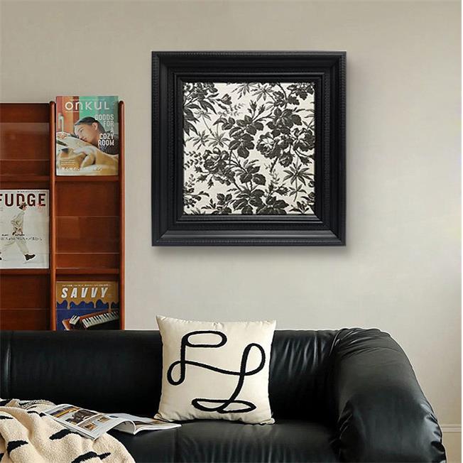 《蔷薇》中古风客厅装饰画艺术花卉卧室床头挂画美式复古黑白壁画