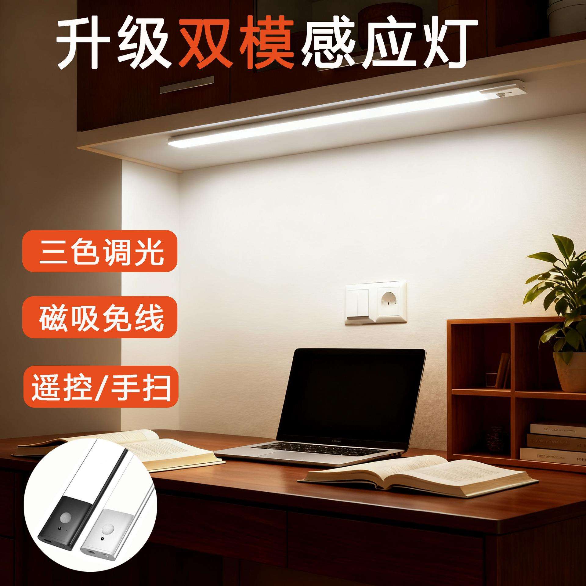 超薄感应灯充电小夜灯led人体感应灯磁吸壁灯遥控床头过道氛围灯