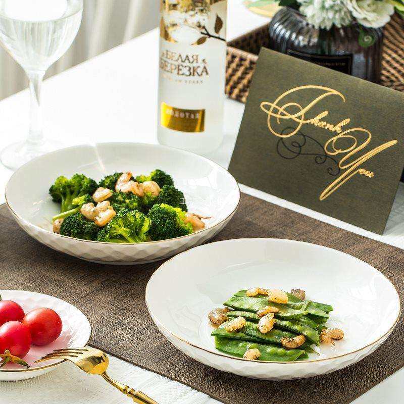 陶瓷盘子菜盘家用2026新款欧式金边可微波窝盘深盘碟子餐盘套装,3C数码配件,USB灯,淘宝优惠券,粉丝福利购,淘宝优惠卷