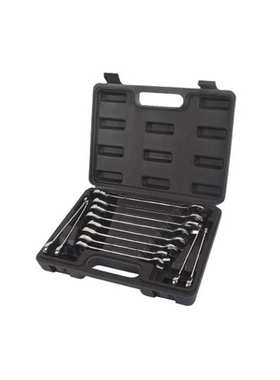 钢盾工具  12件套公制精抛光棘开两用长快扳组套S018602