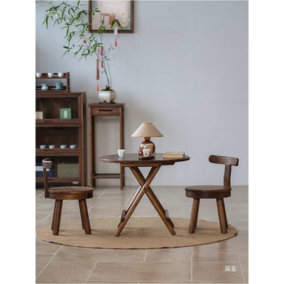 有清堂新中式实木凳子乌金木休闲凳茶凳家用简约客厅凳旋转椅