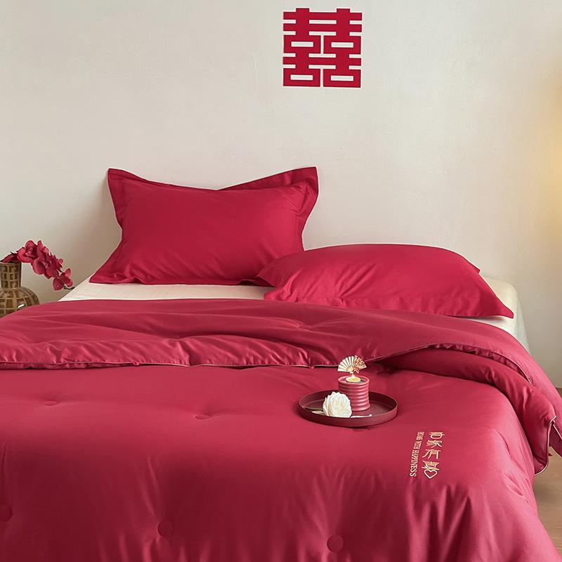 长绒棉刺绣婚嫁被蚕丝蛋白结婚陪嫁婚庆被子被芯春秋四季冬被