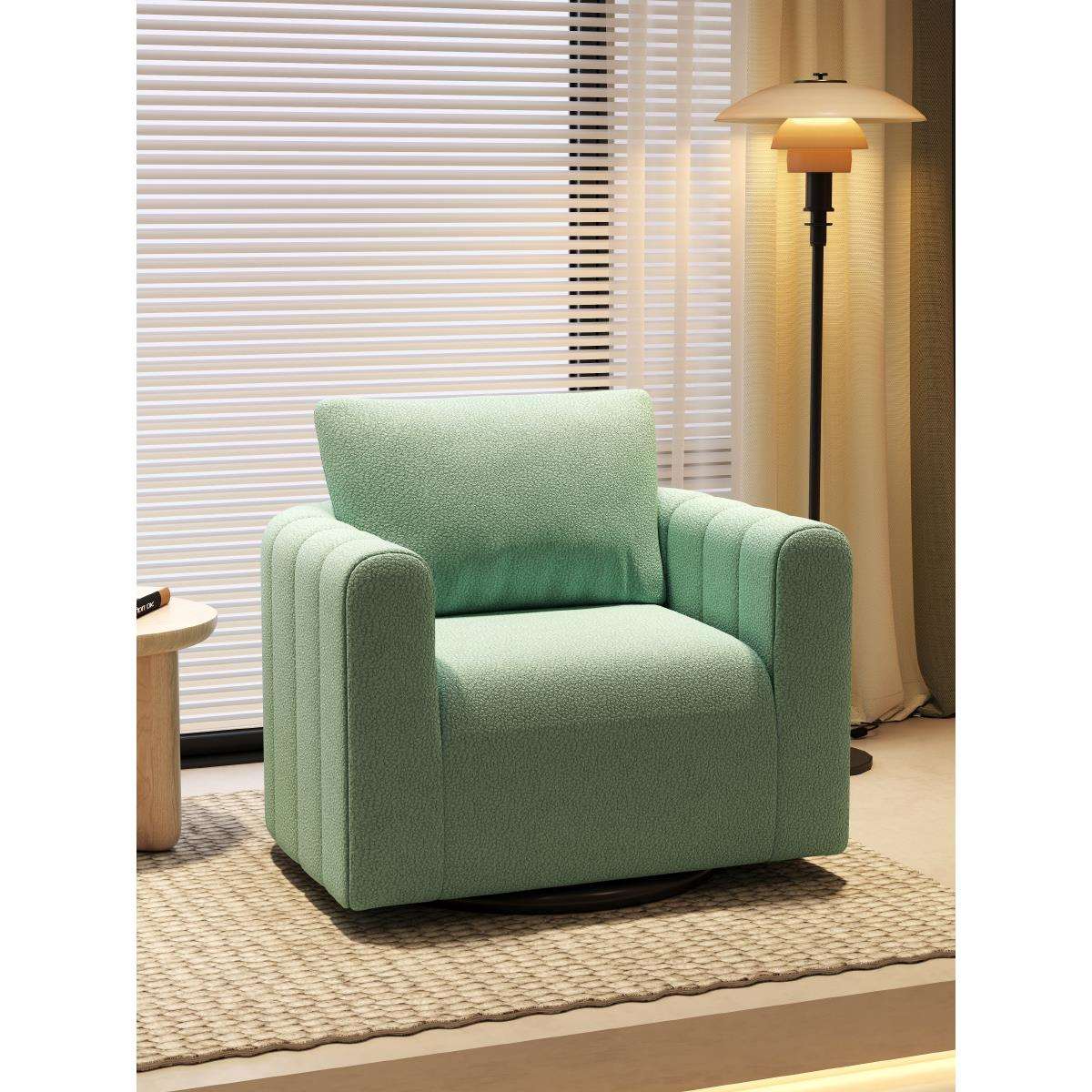 奶油风单人沙发椅客厅卧室阳台懒人旋转休闲小户型可躺可摇转沙发