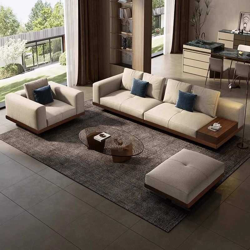 意式轻奢康纳利棉麻布艺沙发北欧客厅简约现代大平层别墅直排沙发