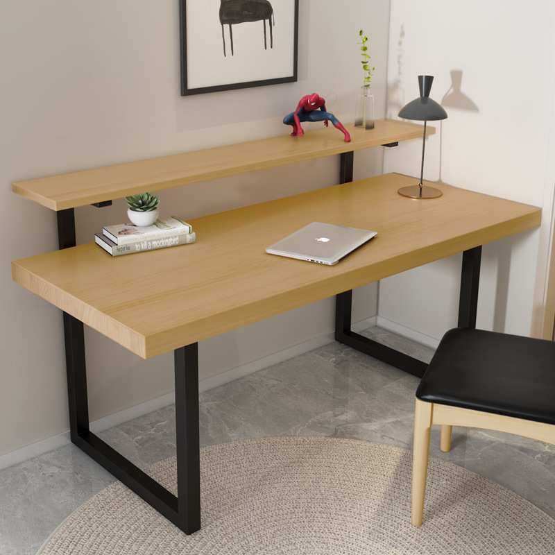 现代简约实木书桌 家用书房台式办公电脑桌 单人写字台书架组合