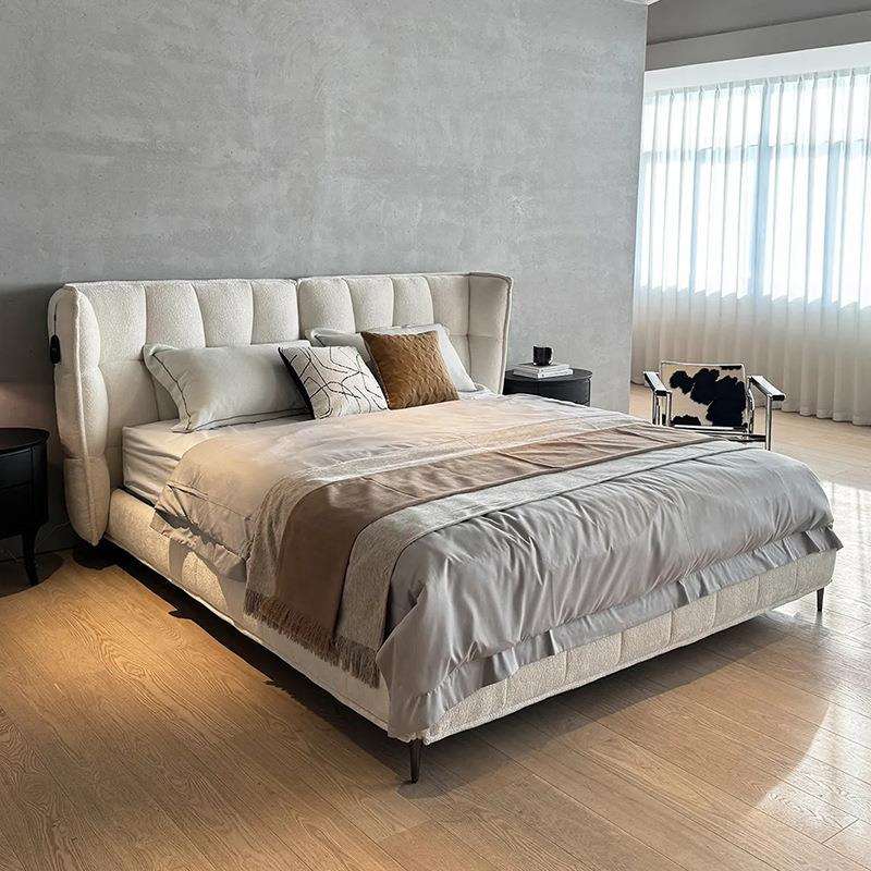 肌肉床意式极简设计师雪尼尔绒布家用高端网红款1米8主卧双人大床