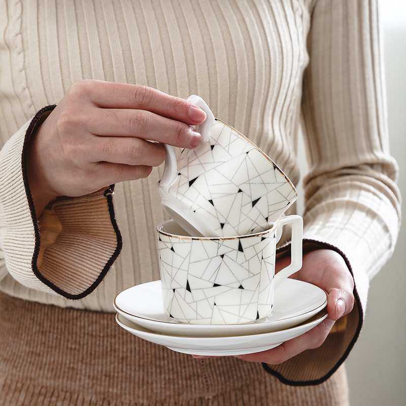 欧式骨瓷咖啡杯英式描金边咖啡具套装花茶具家居骨瓷陶瓷咖啡杯具