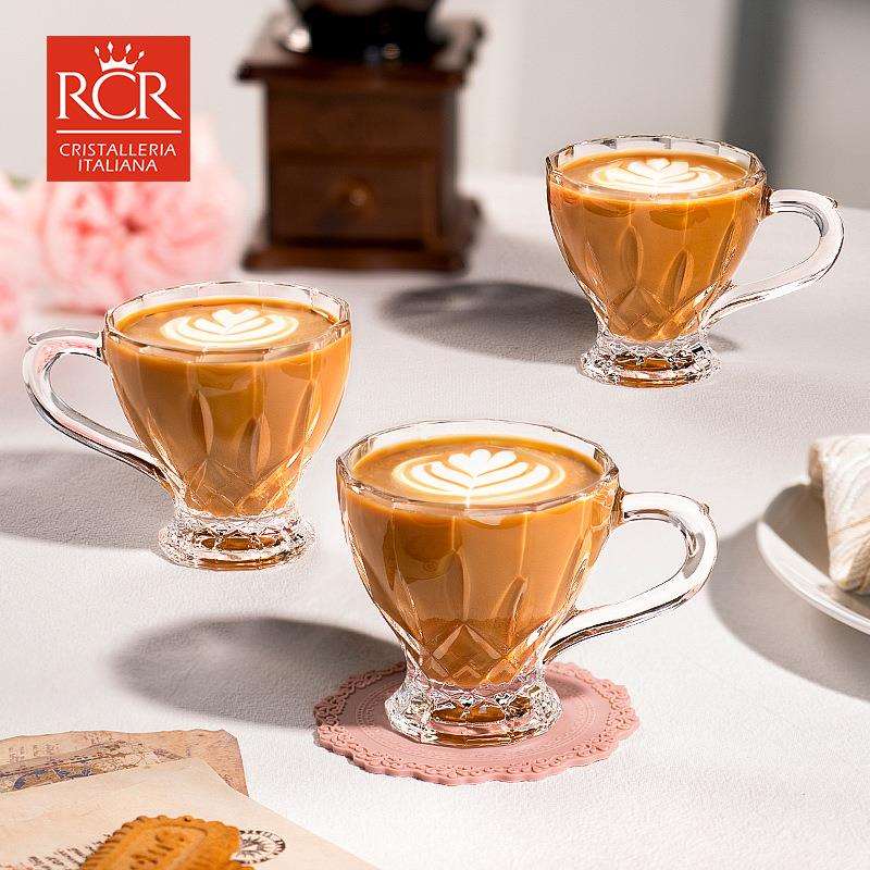 RCR咖啡杯 意大利进口水晶玻璃咖啡杯家用热饮杯咖啡杯碟套装茶具