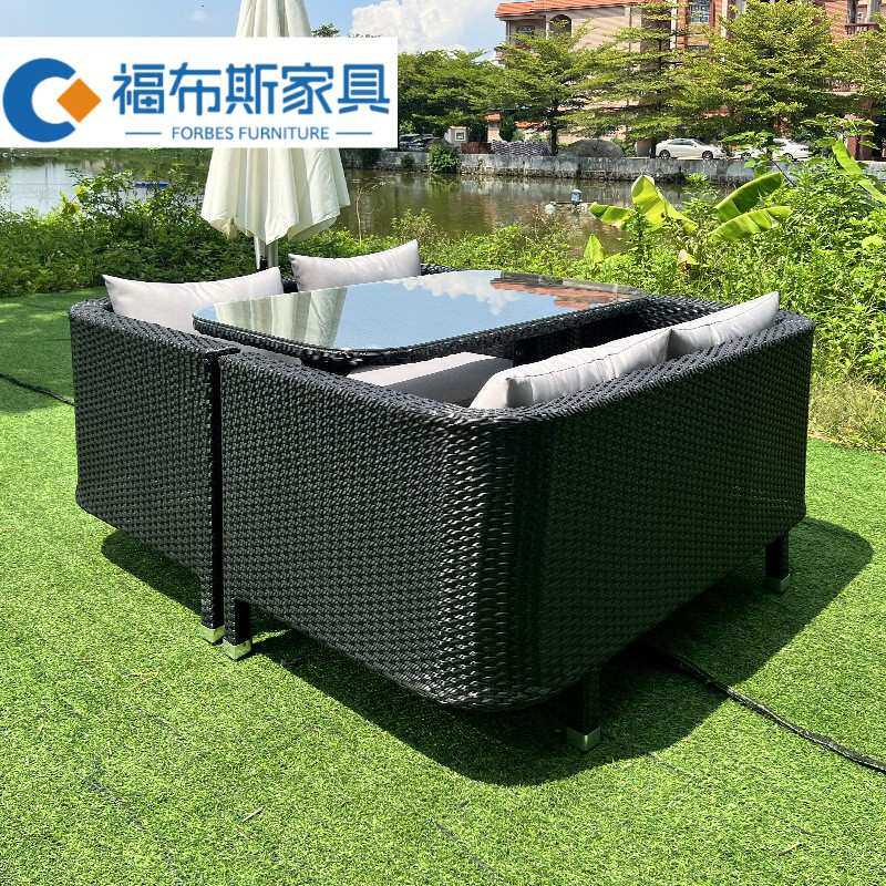 户外家具室外酒吧清吧咖啡厅奶茶店卡座藤编沙发餐厅商用双人桌椅