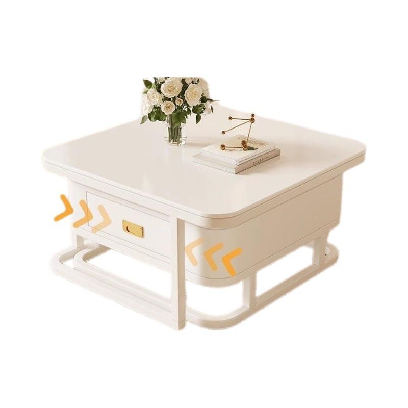 2025新款奶油风轻奢小户型客厅家用简约现代白岩板茶几组合网红桌