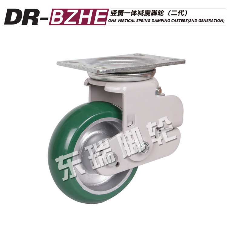 东瑞脚轮 韩式万向带刹车轮竖簧减震脚轮铝芯聚氨酯脚轮 厂家供应