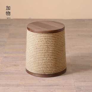 个性 小咖啡桌民宿床头凳 复古实木麻绳编织创意圆形小茶几