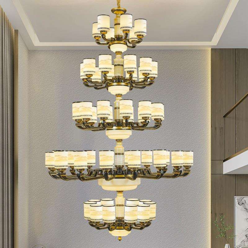 新中式复式楼别墅客厅大吊灯中空楼中楼挑高跃层大厅三层四层灯具