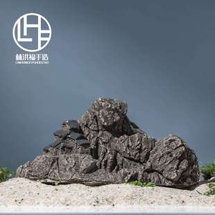 创意实心陶瓷摆件鱼缸造景假山吸水石水陆鱼缸造景山中小屋微景观