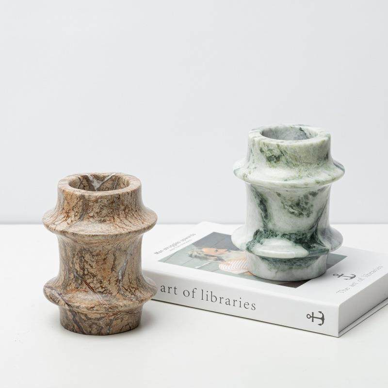 现代轻奢大理石竹节花瓶花器样板房餐桌面插花摆件家居装饰品摆设