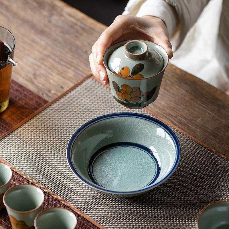 冰裂釉蓝线壶承养壶垫茶承干泡盘陶瓷盖碗底壶托水果茶点干果盘子,3C数码配件,USB灯,淘宝优惠券,粉丝福利购,淘宝优惠卷