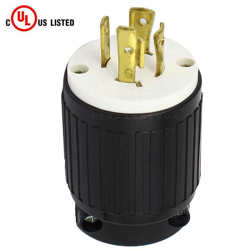 NEMA L16-20P 日规工业插头 四脚防松脱插头 20A480V不脱落插头