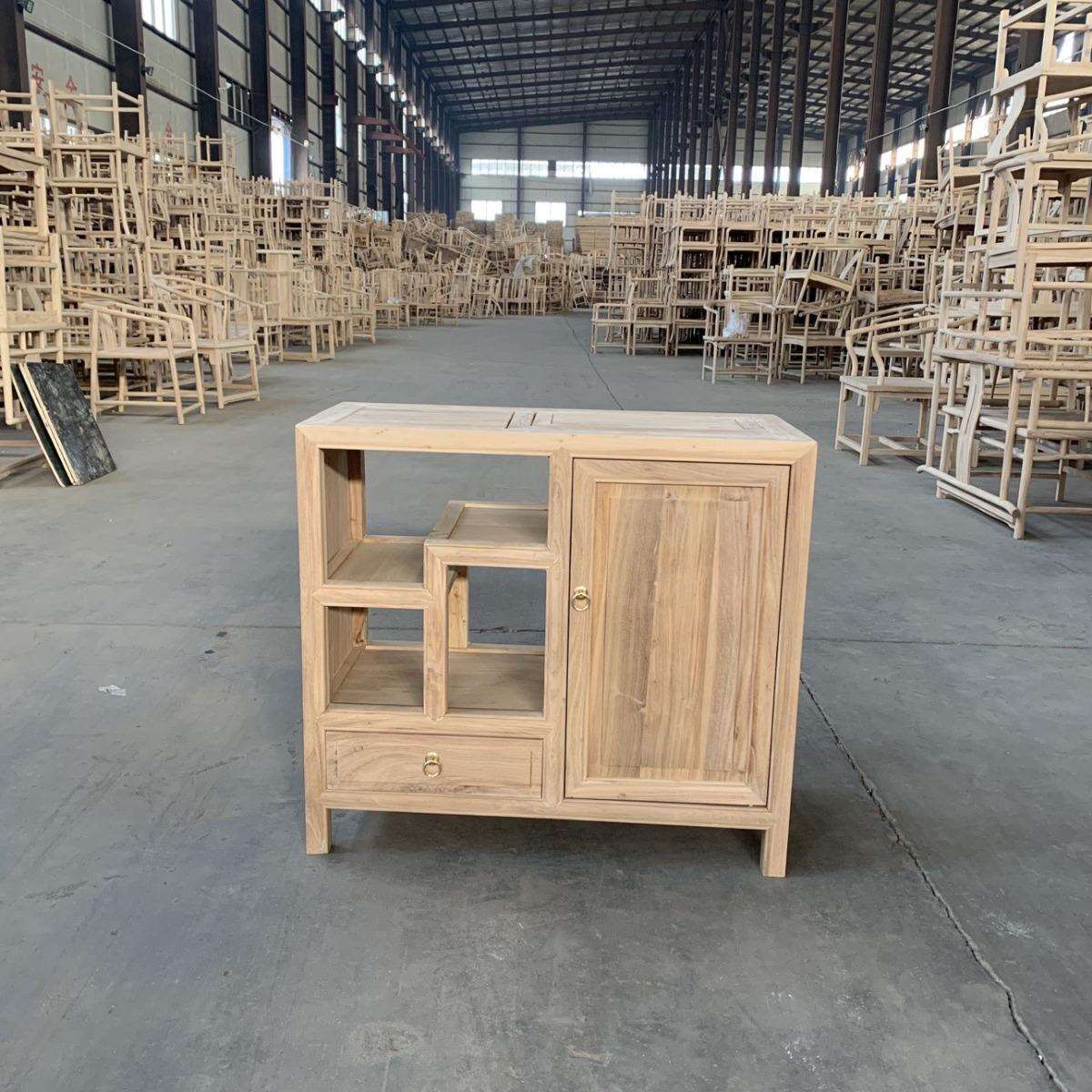 新中式茶桌老榆木茶水柜家用餐边柜阳台客厅白胚白茬白坯工厂