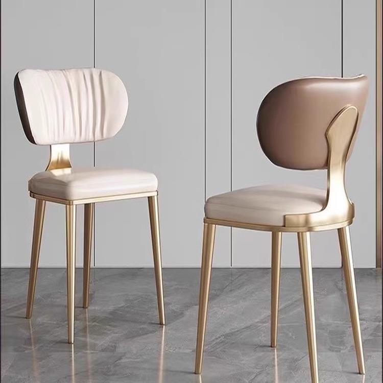 轻奢高端餐椅北欧家用不锈钢餐桌椅子设计师靠背椅现代简约餐厅椅