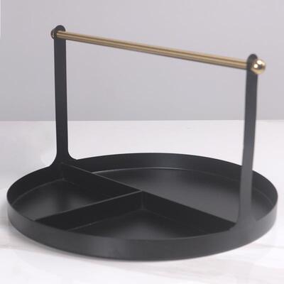 新中式金属客厅茶室茶具手提托盘摆件样板房软装配饰组合套装摆设