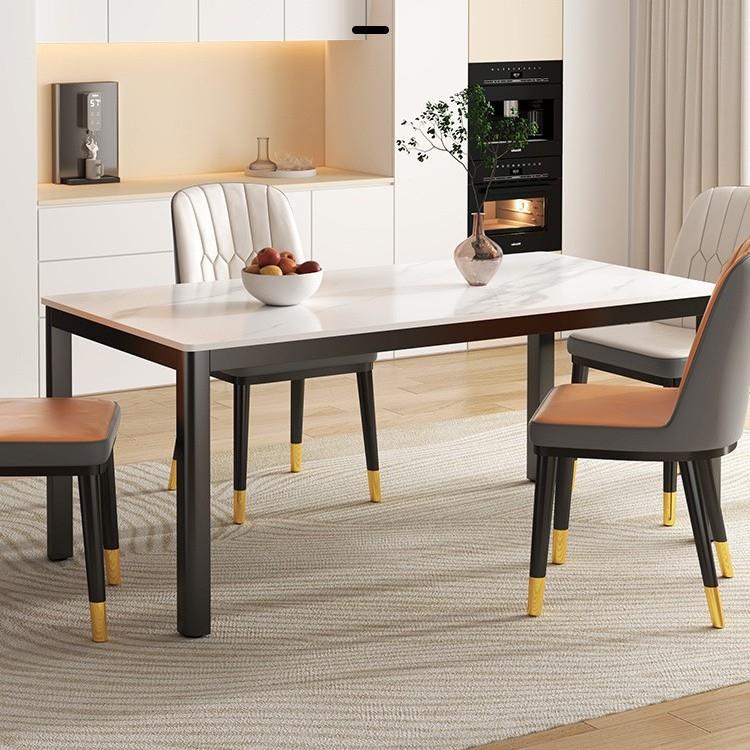 岩板餐桌椅组合轻奢现代简约小户型家用长方形新款大理石吃饭桌子