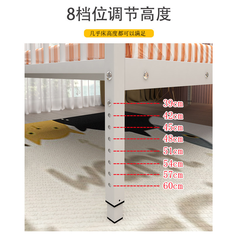 婴儿铁艺拼接床儿童床加宽床边拼接大床带加高护栏男孩女孩公主床
