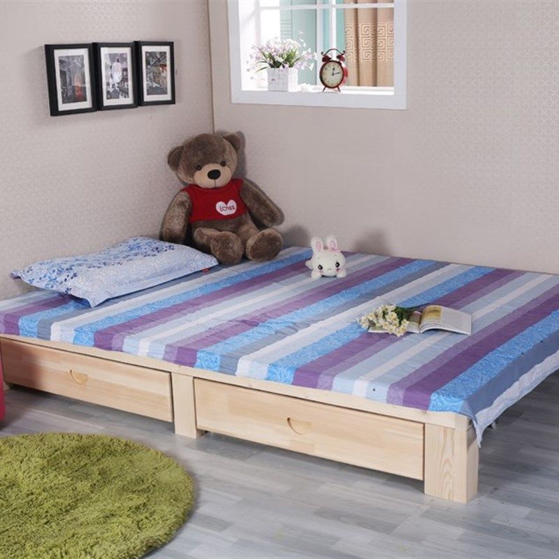 定制1.6米宽的床 简约实木床单人双人松木床床架子1.1米1.6m1.7长