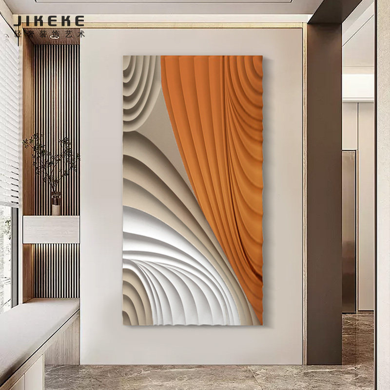 玄关装饰画客厅走廊过道挂画木板雕刻F实物画立体肌理可定制大尺