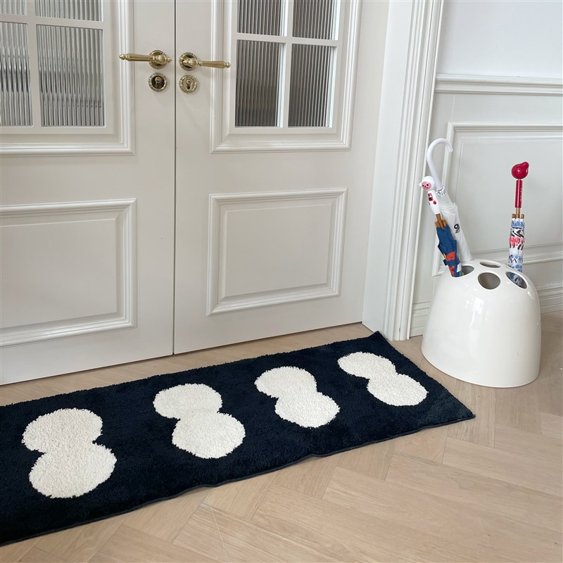 ins风简约簇绒地毯卧室床边毯长绒加厚防滑吸水长条家居茶几地垫