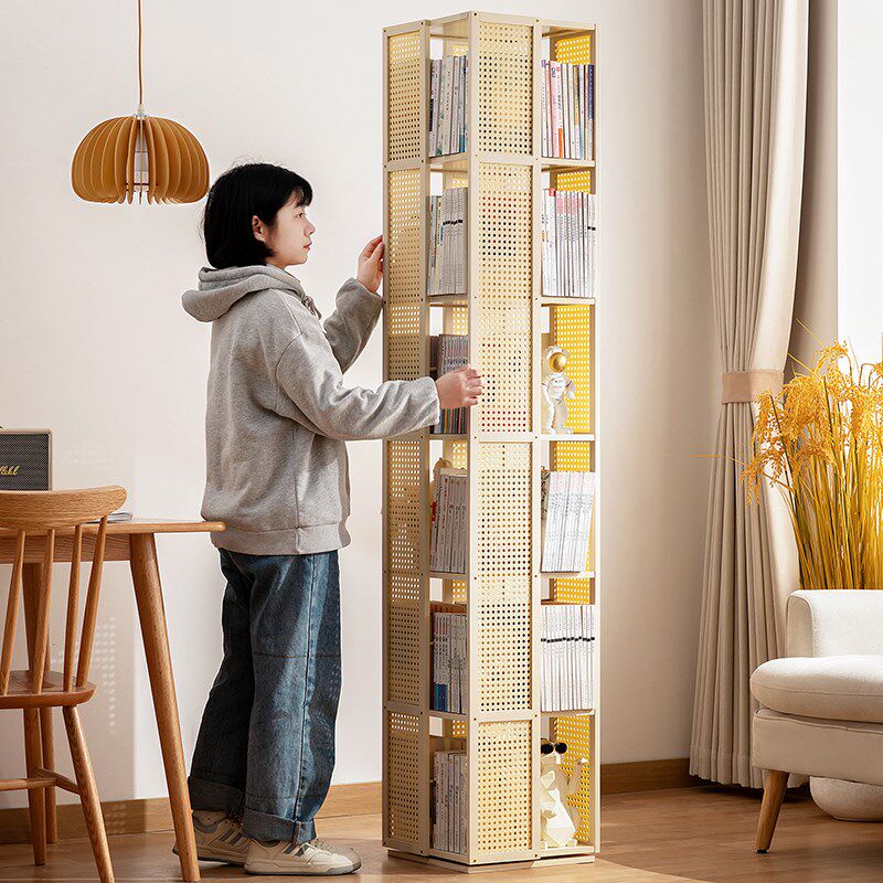 旋转书架落地置物架书柜子家用儿童客厅简易实木杂物柜靠墙展示柜,住宅家具,旋转书架,淘宝优惠券,粉丝福利购,淘宝优惠卷