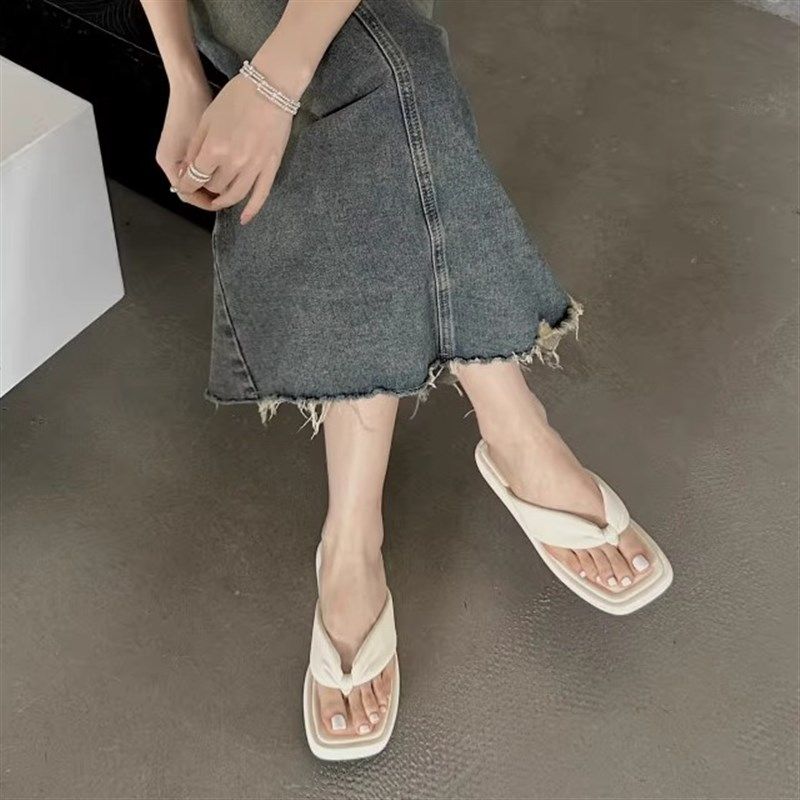 夹脚鞋人字拖鞋女厚底2025新款夏季平底外穿沙滩鞋法式凉拖女鞋,女鞋,人字拖,淘宝优惠券,粉丝福利购,淘宝优惠卷