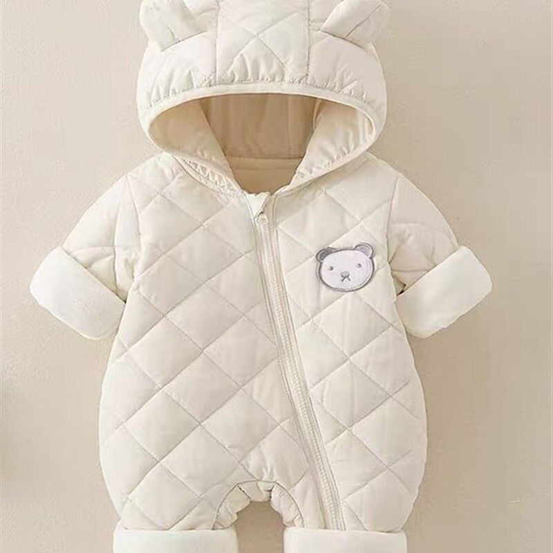 婴幼儿秋冬季加绒连体衣新款x男女宝宝哈衣棉服保暖加厚外出爬爬