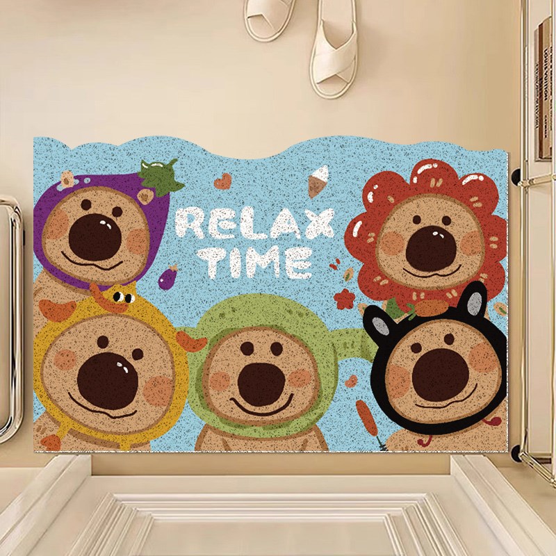 树熊卡通风丝圈地垫入户进门玄关防滑吸水除尘门垫儿童房游乐场