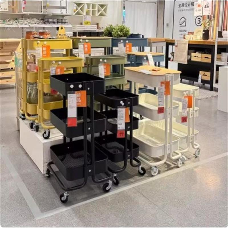 落地多层小推f车置物架厨房可移动新生儿婴儿用品储物架零食收纳