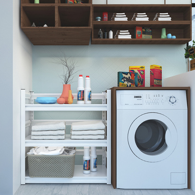 白色三层带围栏落地金属置物架阳台客厅厨房微波炉收纳架整理架