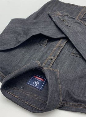 阿美咔叽全棉重水洗工装牛仔衬衫男潮流机车款牛仔宽松深灰色衬衣