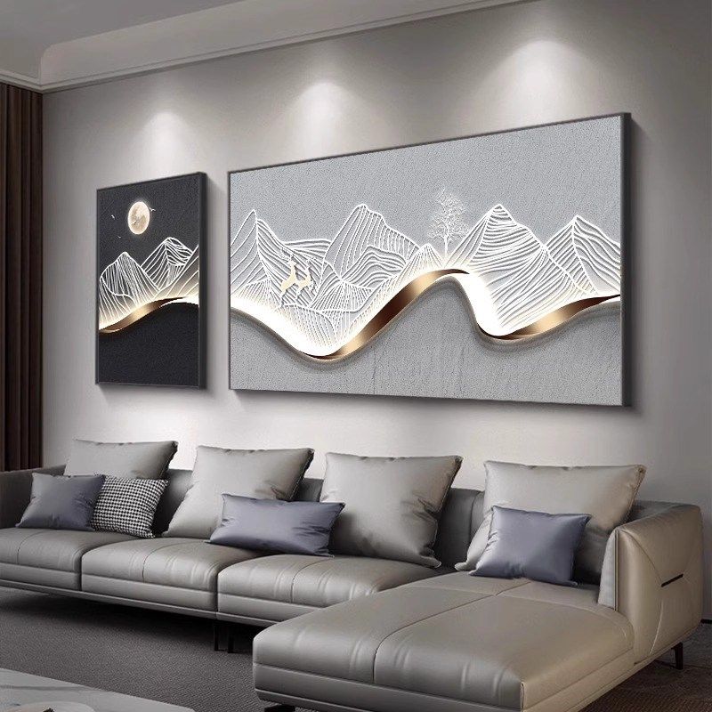 2024新款背有靠山客厅装饰画高档抽象沙发背景墙挂画大气组合壁画,家居饰品,现代装饰画,淘宝优惠券,粉丝福利购,淘宝优惠卷