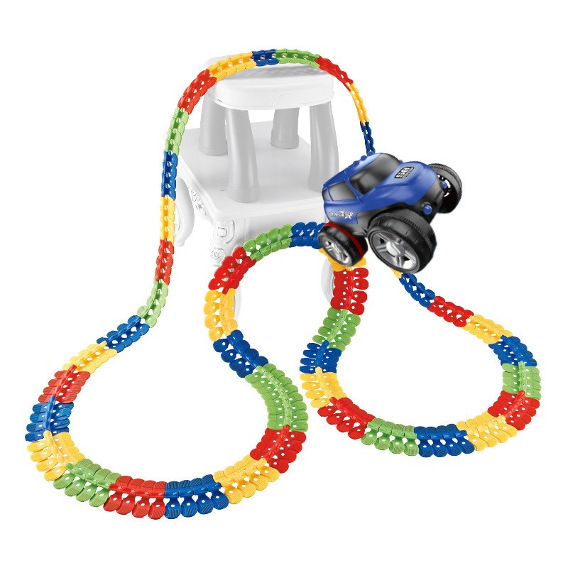 充电动恐龙反重力轨道车玩具拼装过山车儿童百变翻转特技套装