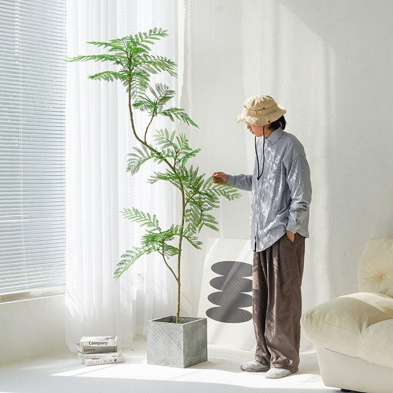 蓝色的花楹仿真绿色植物落地盆栽y仿生植物摆件室内客厅沙发旁装
