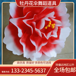 舞蹈道具手拿花牡丹花伞舞蹈舞台演出跳舞表演运动会开幕式