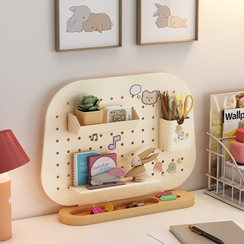 桌面洞洞板置物架宿舍桌上收纳整理免打孔展示架办公桌工位改造