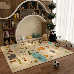 儿童房免洗可擦卧室家用卡通床边地垫大面积满 地毯客厅2d024新款